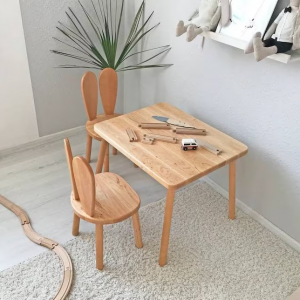 Natural Pine Wood Children's Table chair, Children's room furniture, Activity table, Montessori Table chair