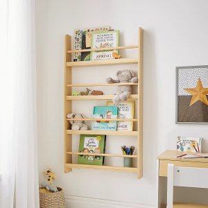 Natural Pine tree Montessori children's room kindergarten kindergarten activity room wall shelf, montessori wall bookshelf